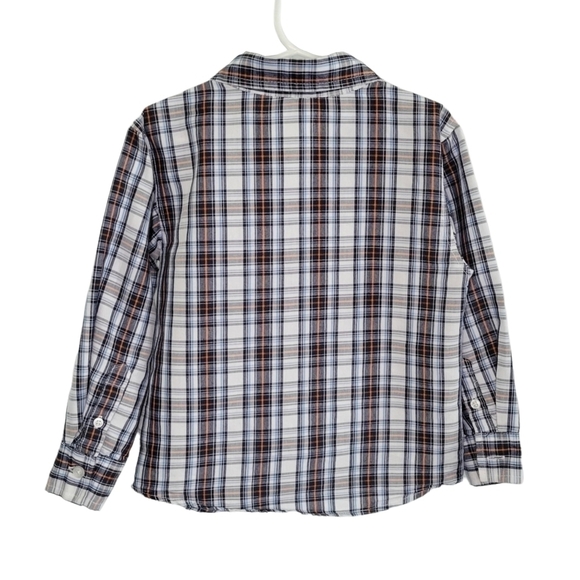 Tahari boy's soft thick knit long sleeve button up plaid shirt- size 5 - Picture 4 of 9